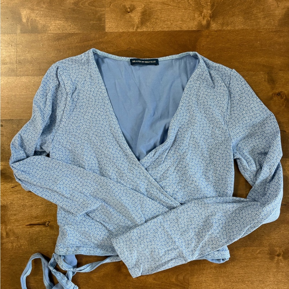 Blue Wrap Top Brandy Melville